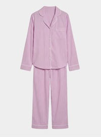 Mauve Stripe Women's Long Sleeve Organic Cotton Pyjama Trouser Set