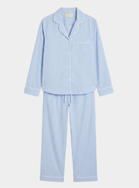 Blue Stripe Women's Long Sleeve Organic Cotton Pyjama Trouser Set