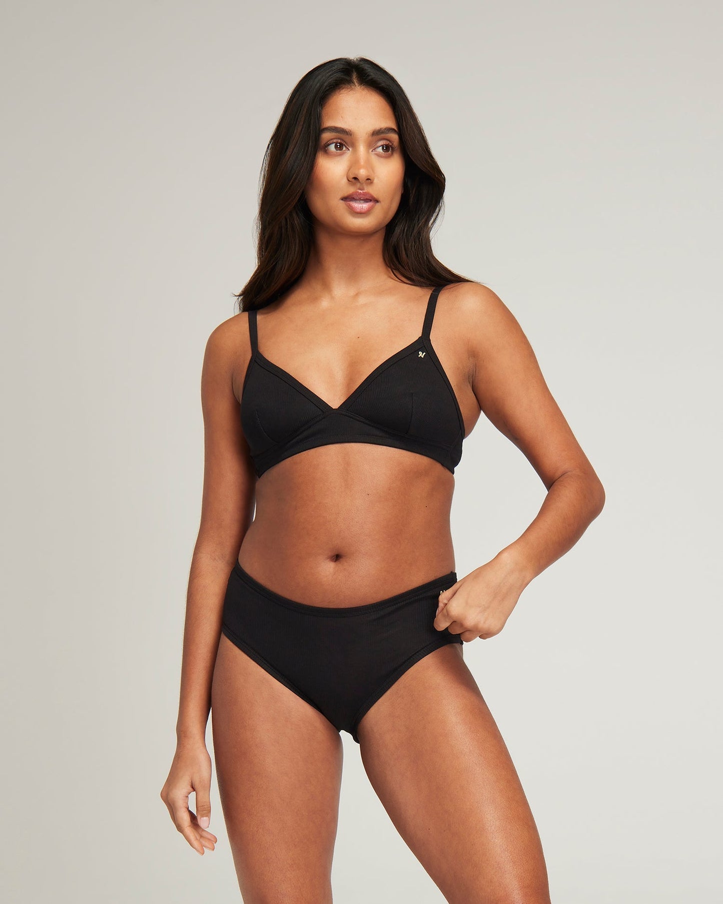 The Organic Cotton Easy Does It Bralette - Black Nudea