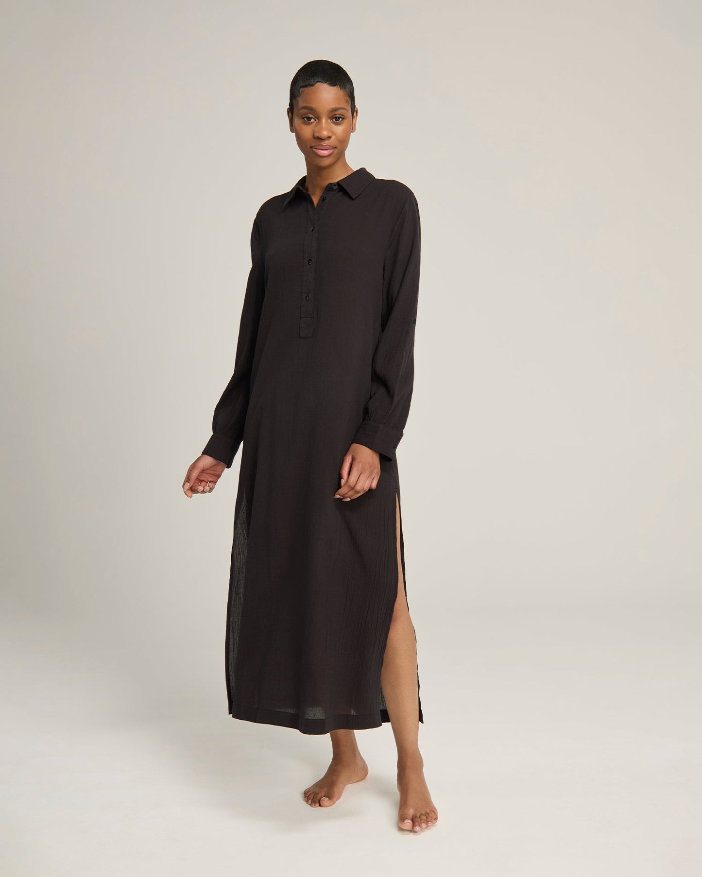 The Maxi Shirt - Black Nudea