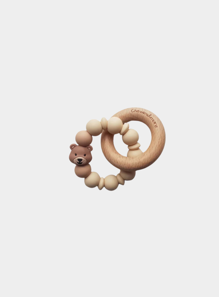 Wooden/Silicone Teething Rings - Bear - Navaho Cream Chewies&more