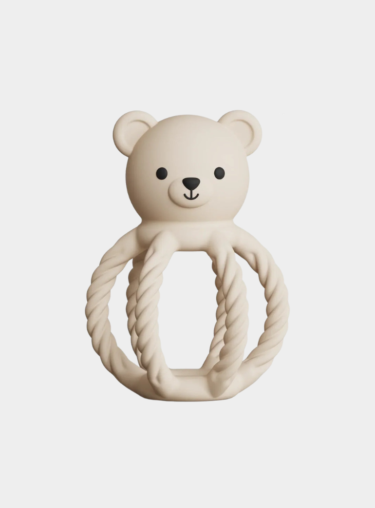 Silicone Teething Toy & Rattle - Bear - Beige Chewies&more