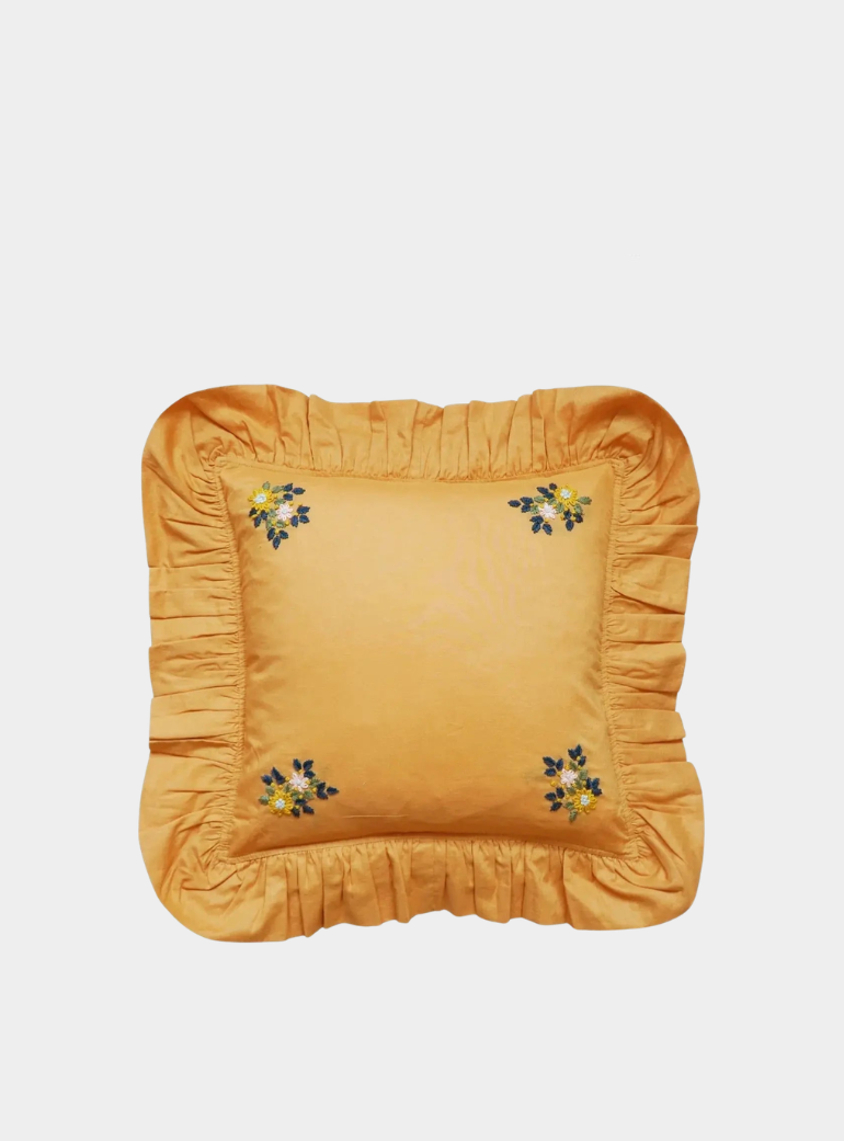 TURMERIC Liberty Embroidered Ruffle Cushion Coco & Wolf