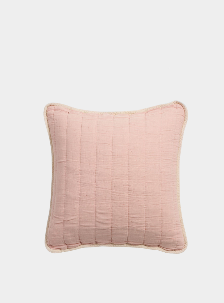 Blush Pink Vivienne 100% Cotton Quilted Cushion Cover The Secret Linen Store