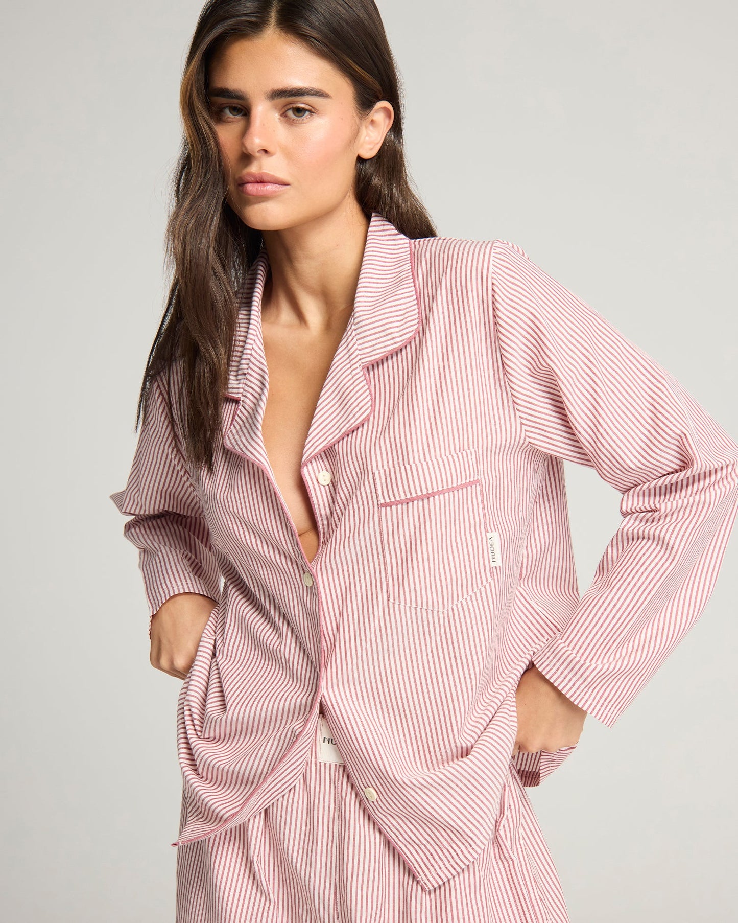 The Classic PJ Set - Mulberry Stripe Nudea