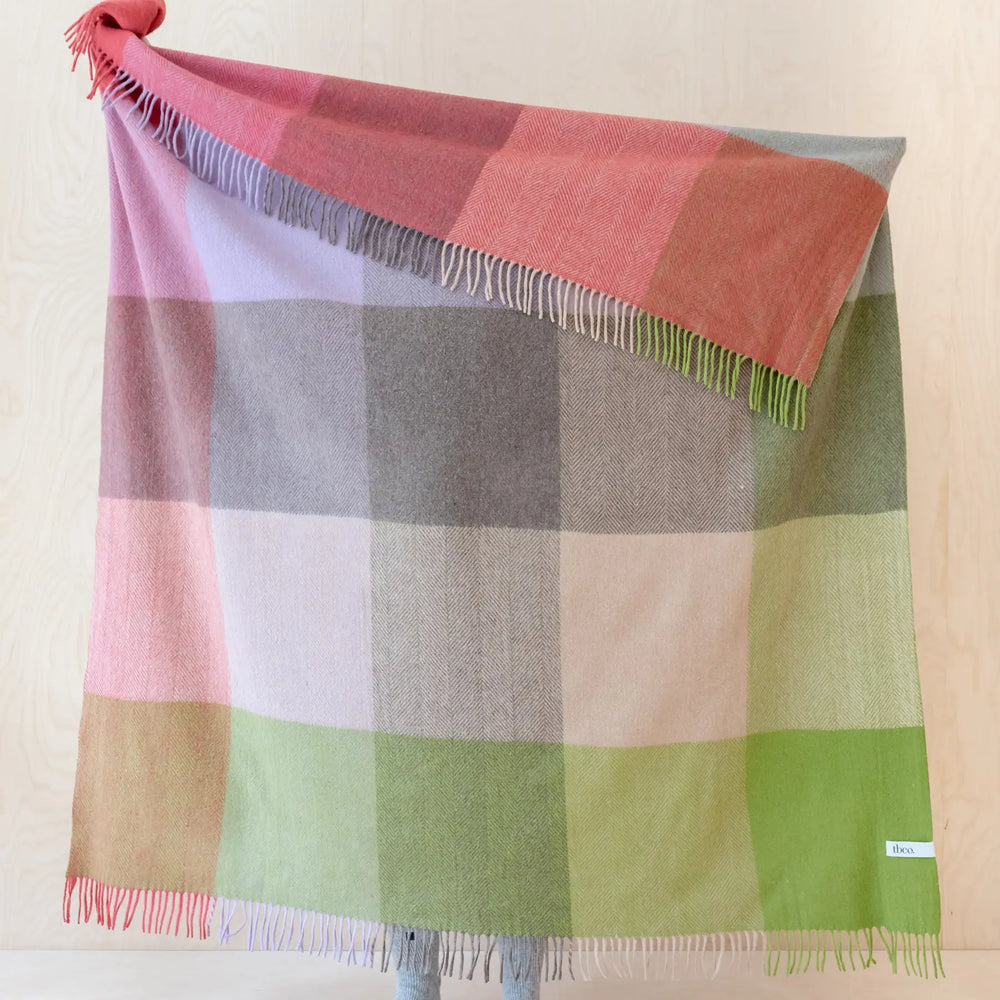 Coral Herringbone Wool Blanket TartanBlanketCo