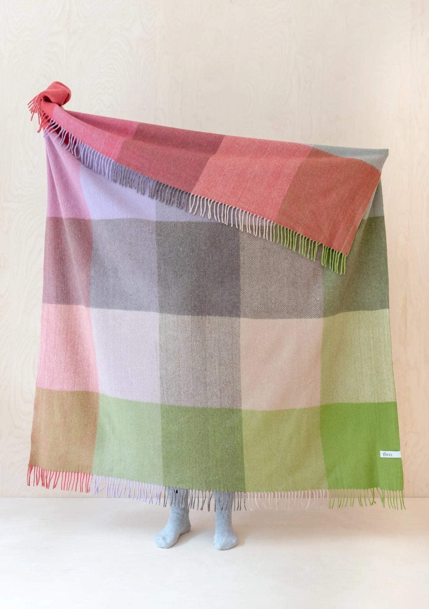 Coral Herringbone Wool Blanket TartanBlanketCo