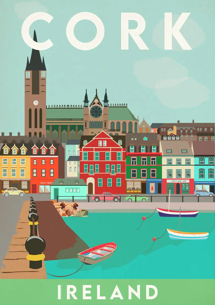 Cork, Ireland Travel art by SAX Doodle