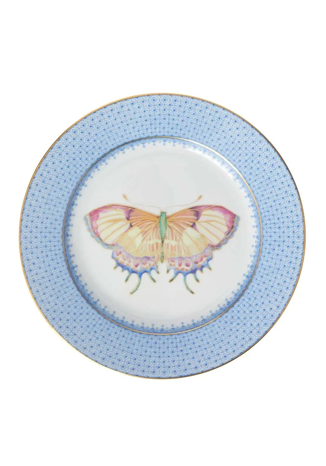 Cornflower Blue Lace Plate Butterfly Side/ Pudding Plate - Set of 4 Casa by Josephine Jenno