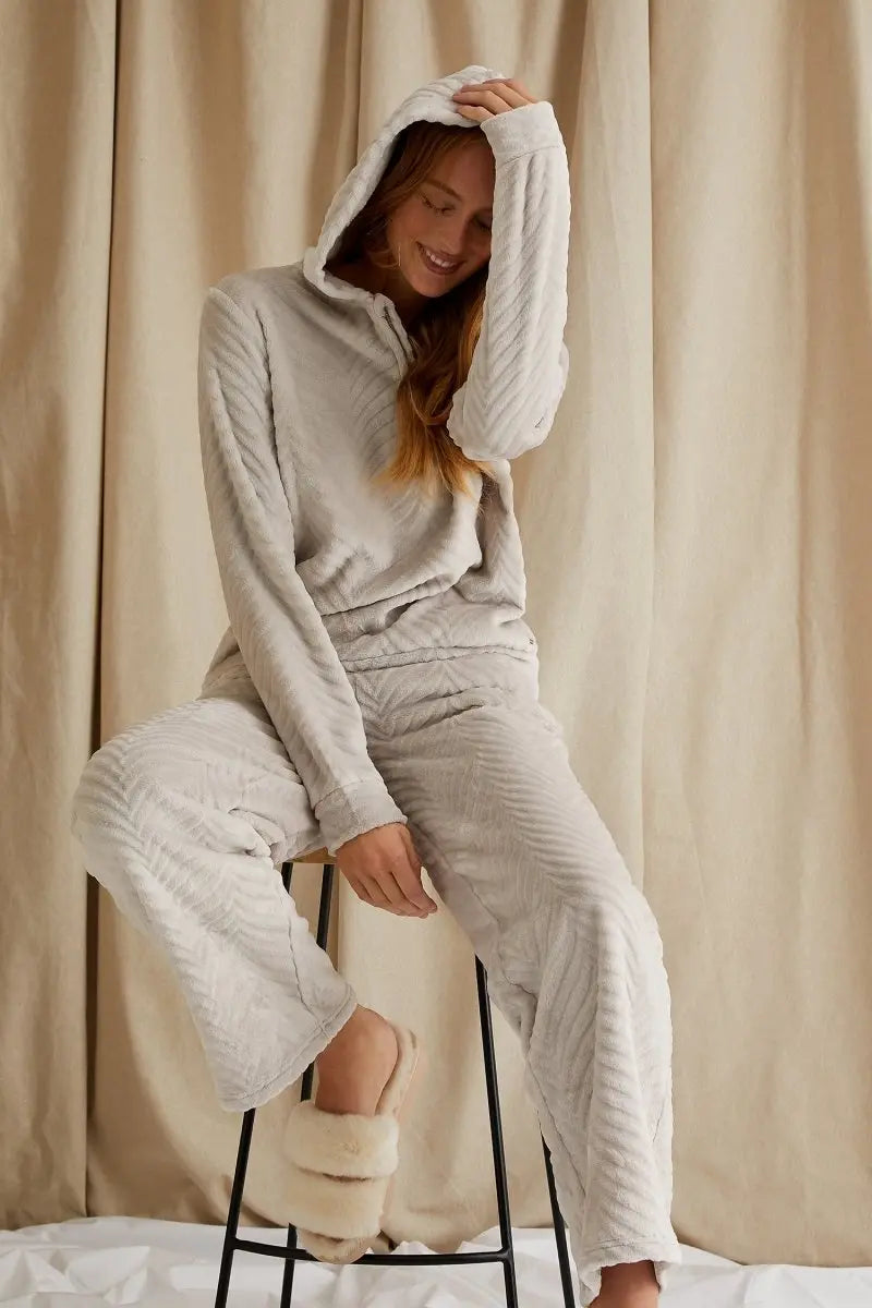 Cosy Chevron Lounge Suit in Almond Pretty You London