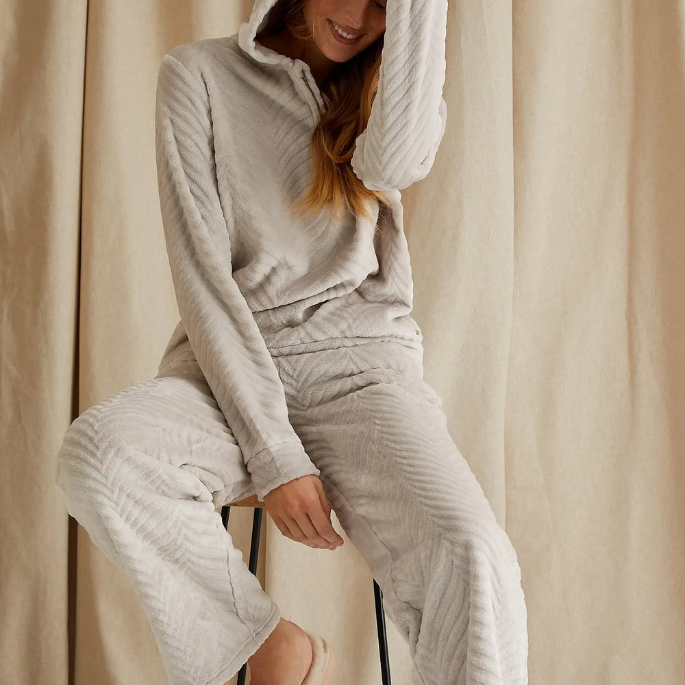 Cosy Chevron Lounge Suit in Almond Pretty You London