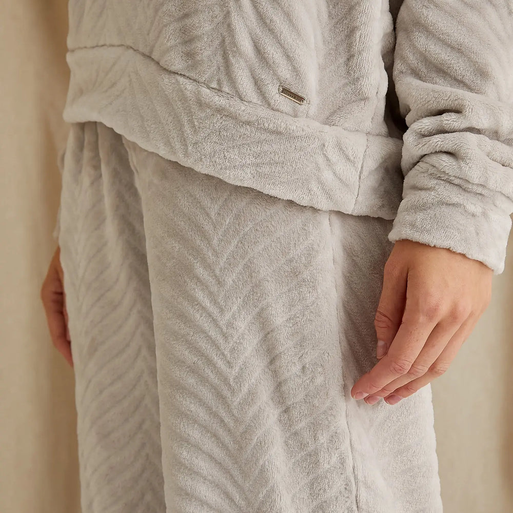 Cosy Chevron Lounge Suit in Almond Pretty You London