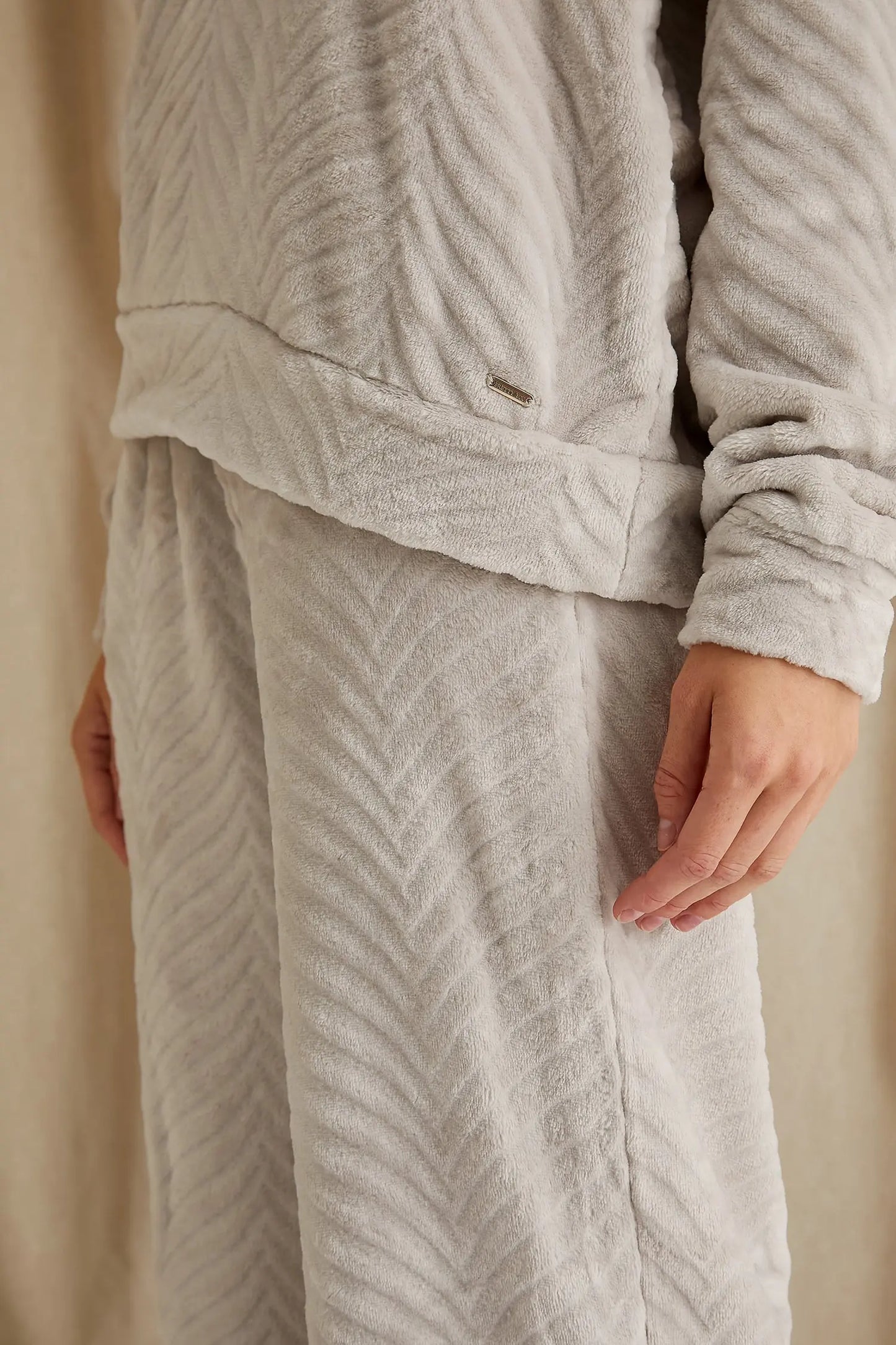 Cosy Chevron Lounge Suit in Almond Pretty You London
