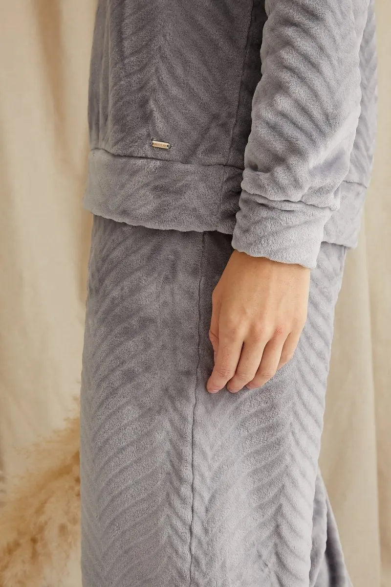 Cosy Chevron Lounge Suit in Shale Grey Pretty You London