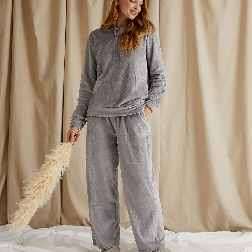 Cosy Chevron Lounge Suit in Shale Grey Pretty You London