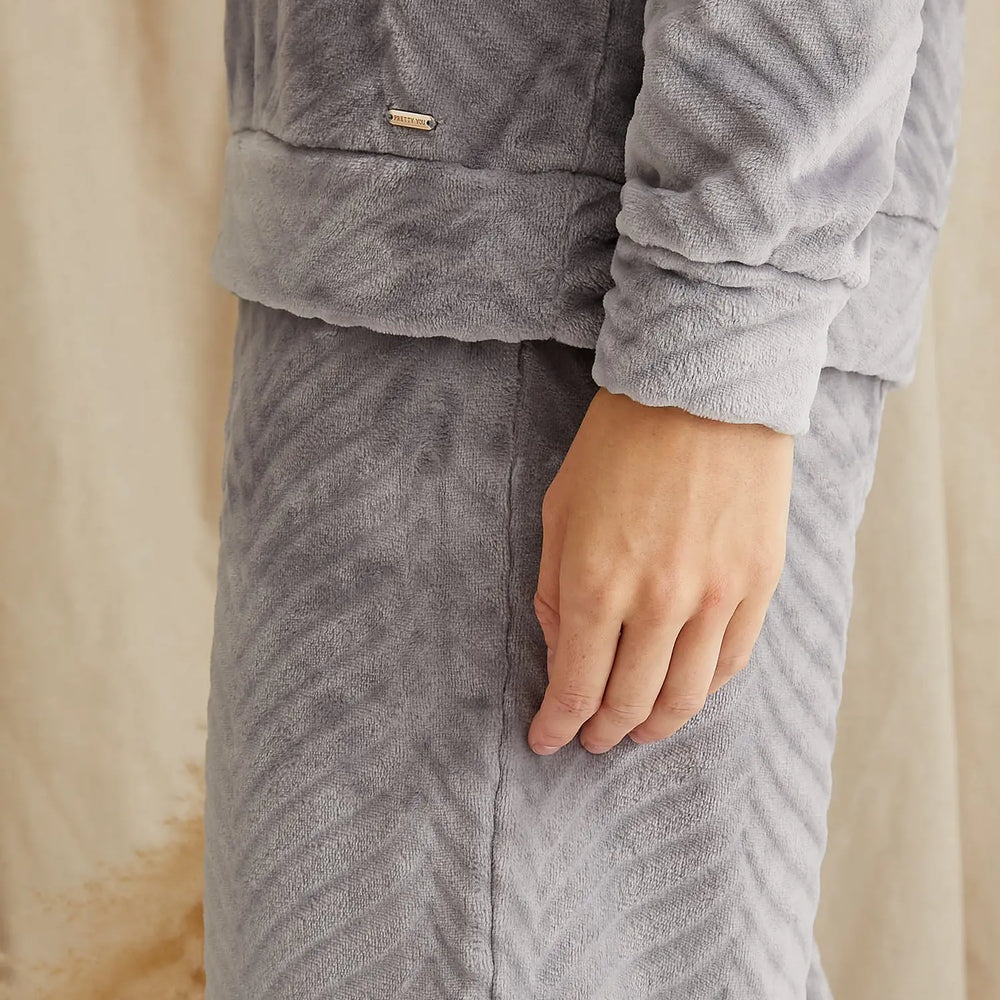Cosy Chevron Lounge Suit in Shale Grey Pretty You London