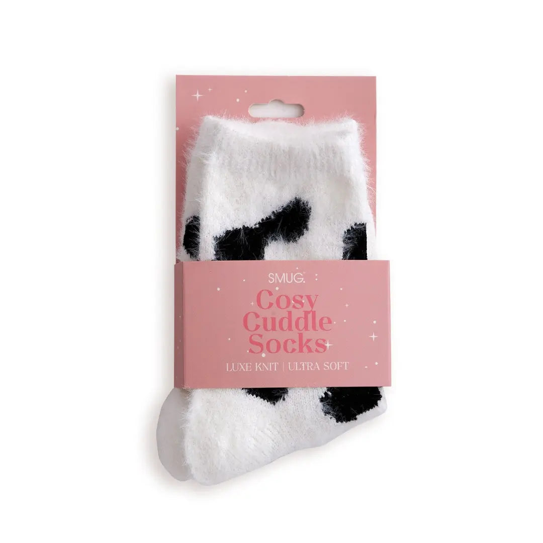 Cosy Cuddle Socks, Cow Print SMUG