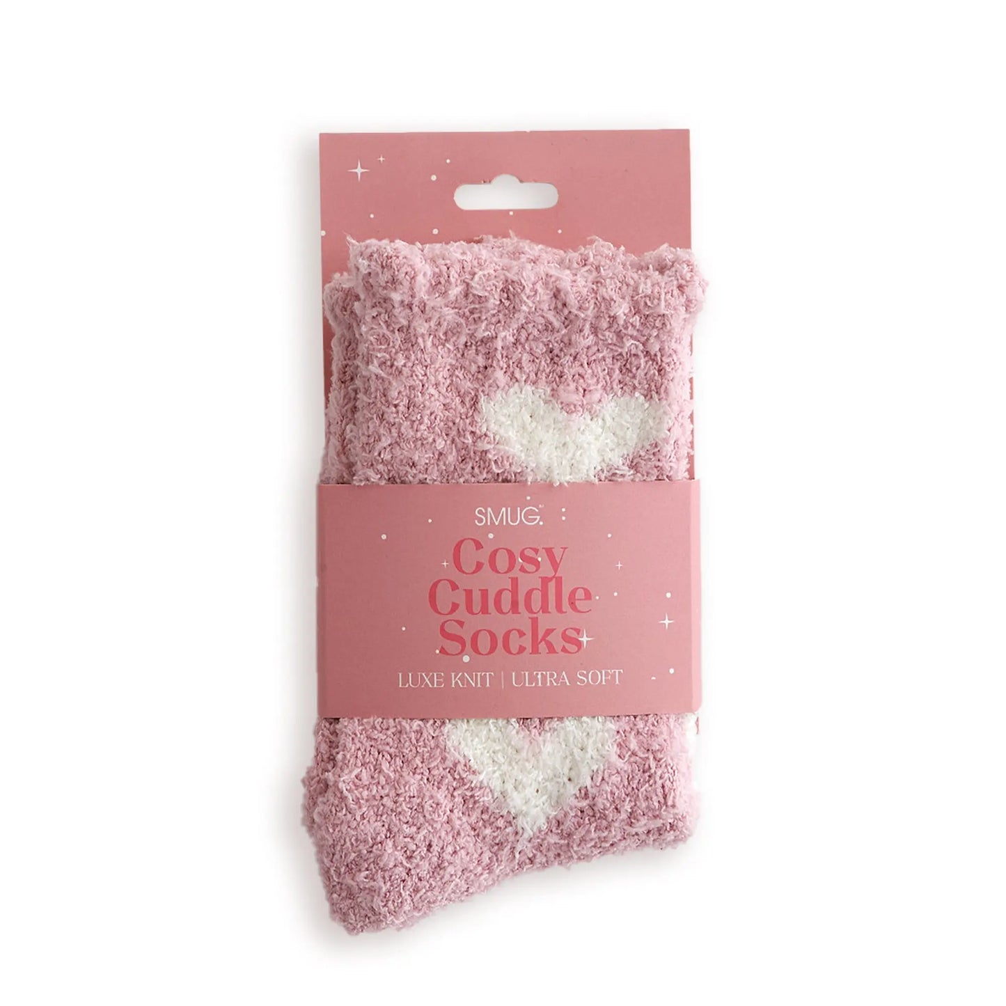 Cosy Cuddle Socks, White Hearts SMUG
