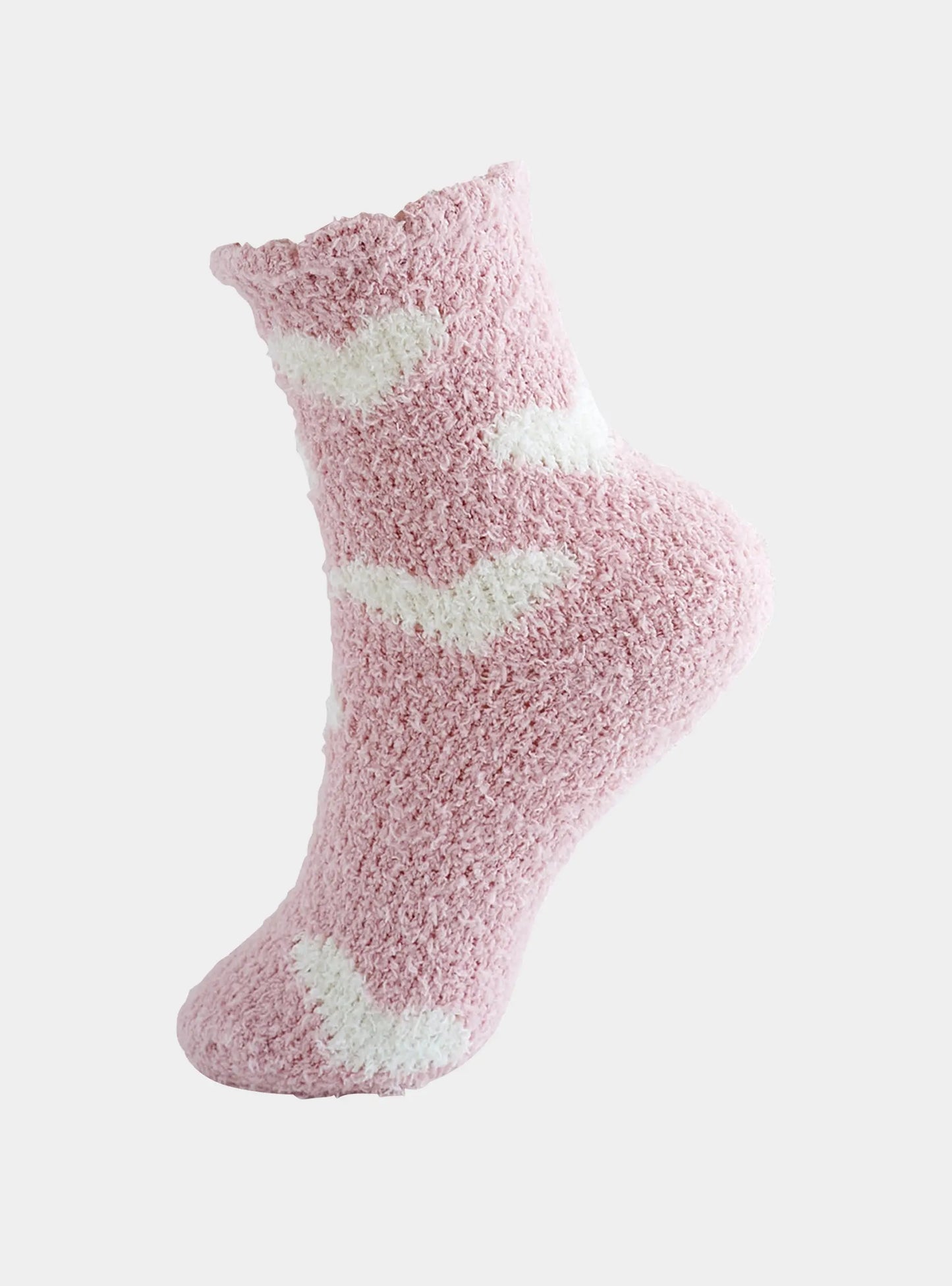Cosy Cuddle Socks, White Hearts SMUG