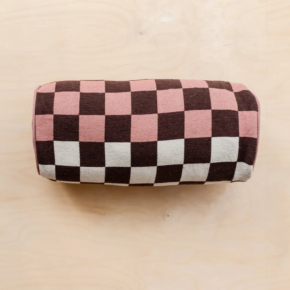 Cotton Cushion Cover in Reversible Bolster Checkerboard TartanBlanketCo