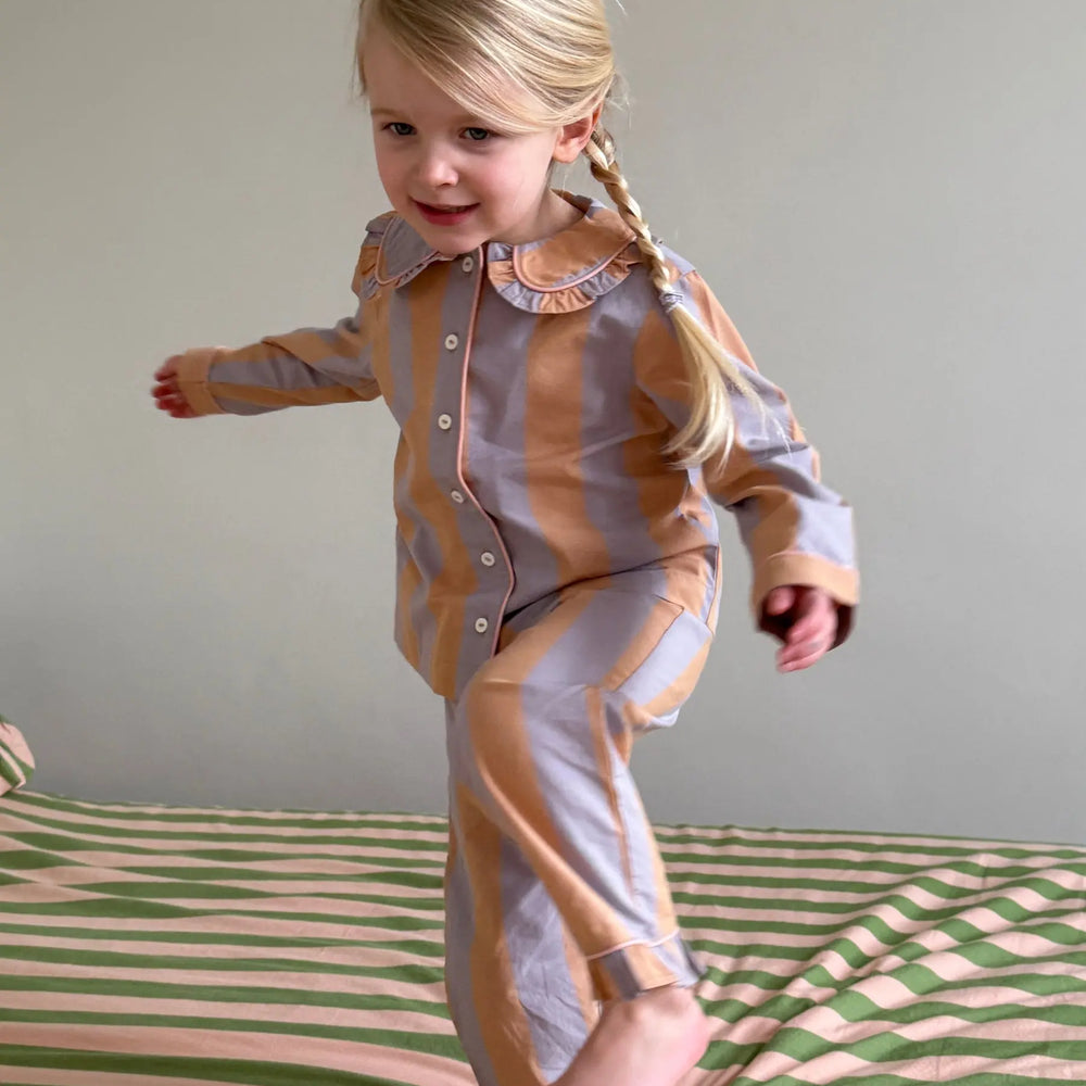 Cotton Kids Pyjamas in Orange Stripe TartanBlanketCo