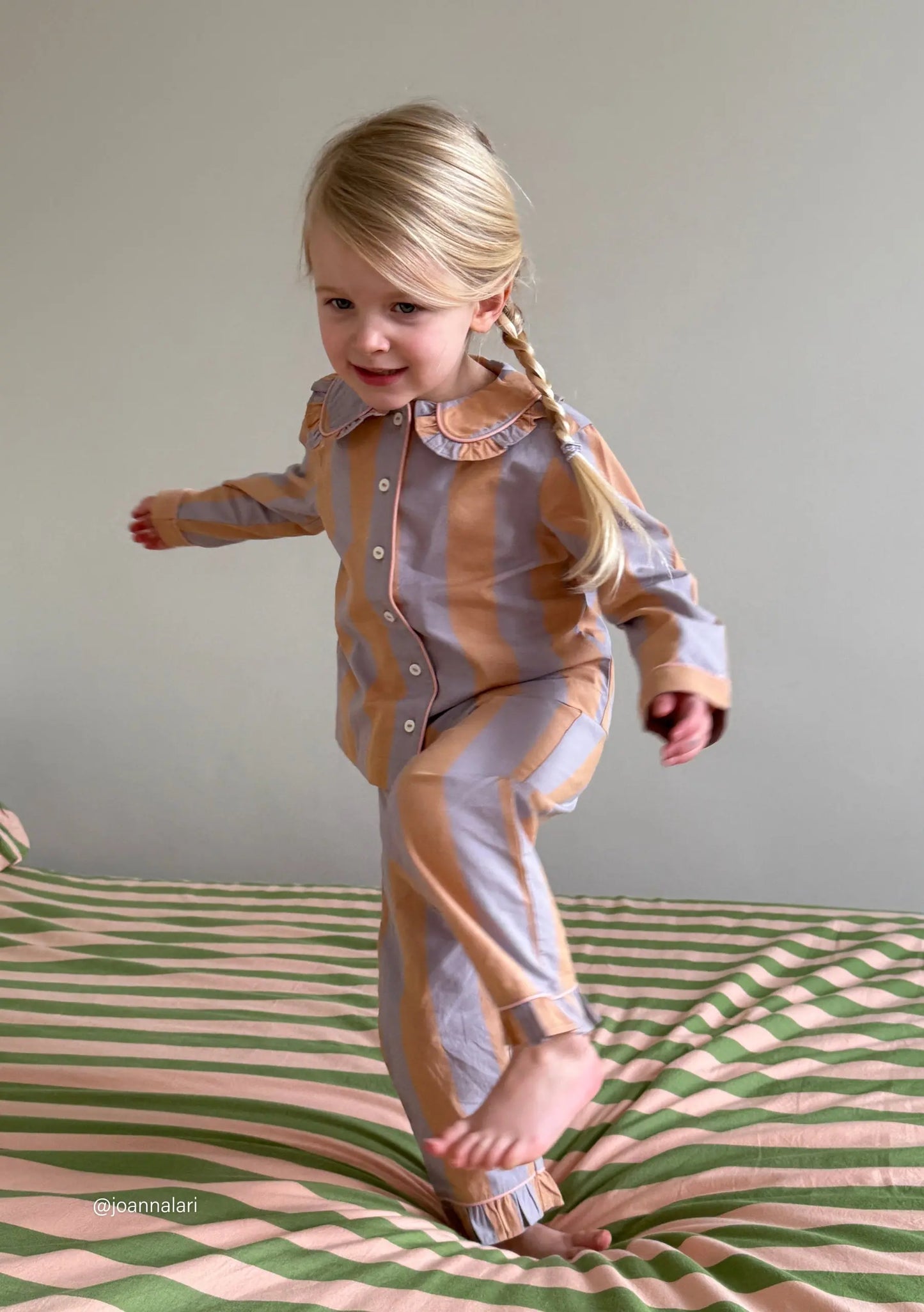 Cotton Kids Pyjamas in Orange Stripe TartanBlanketCo