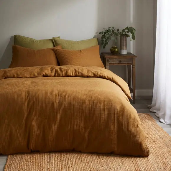 Cotton Muslin Woven Duvet Cover & Pillowcase Set Dunelm
