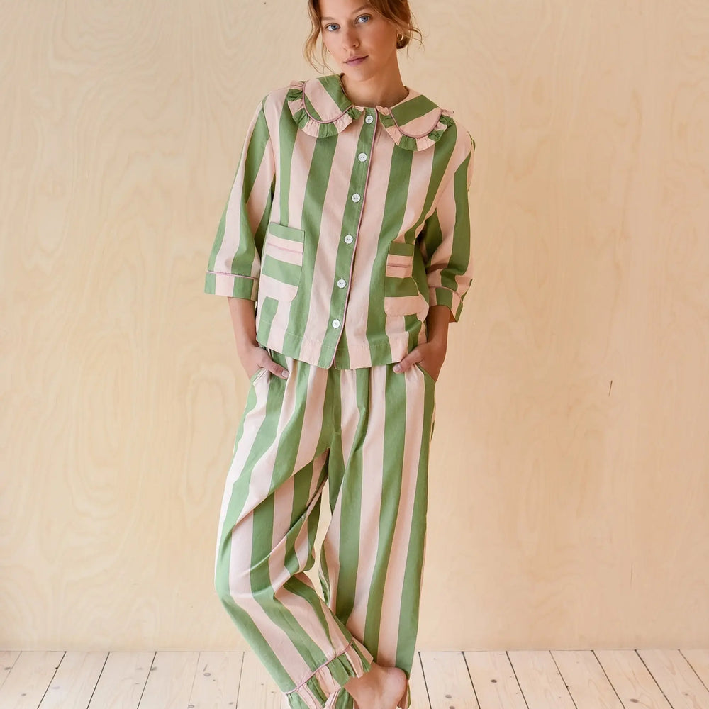 Cotton Pyjamas in Green Stripe TartanBlanketCo