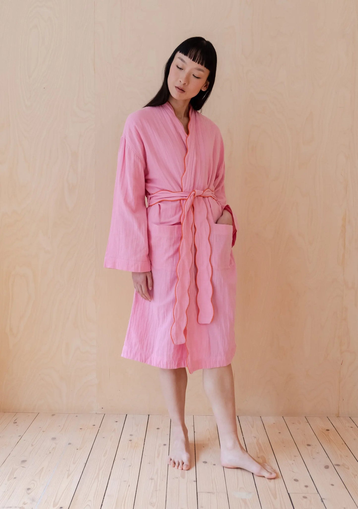 Cotton Robe in Pink Scallop TartanBlanketCo