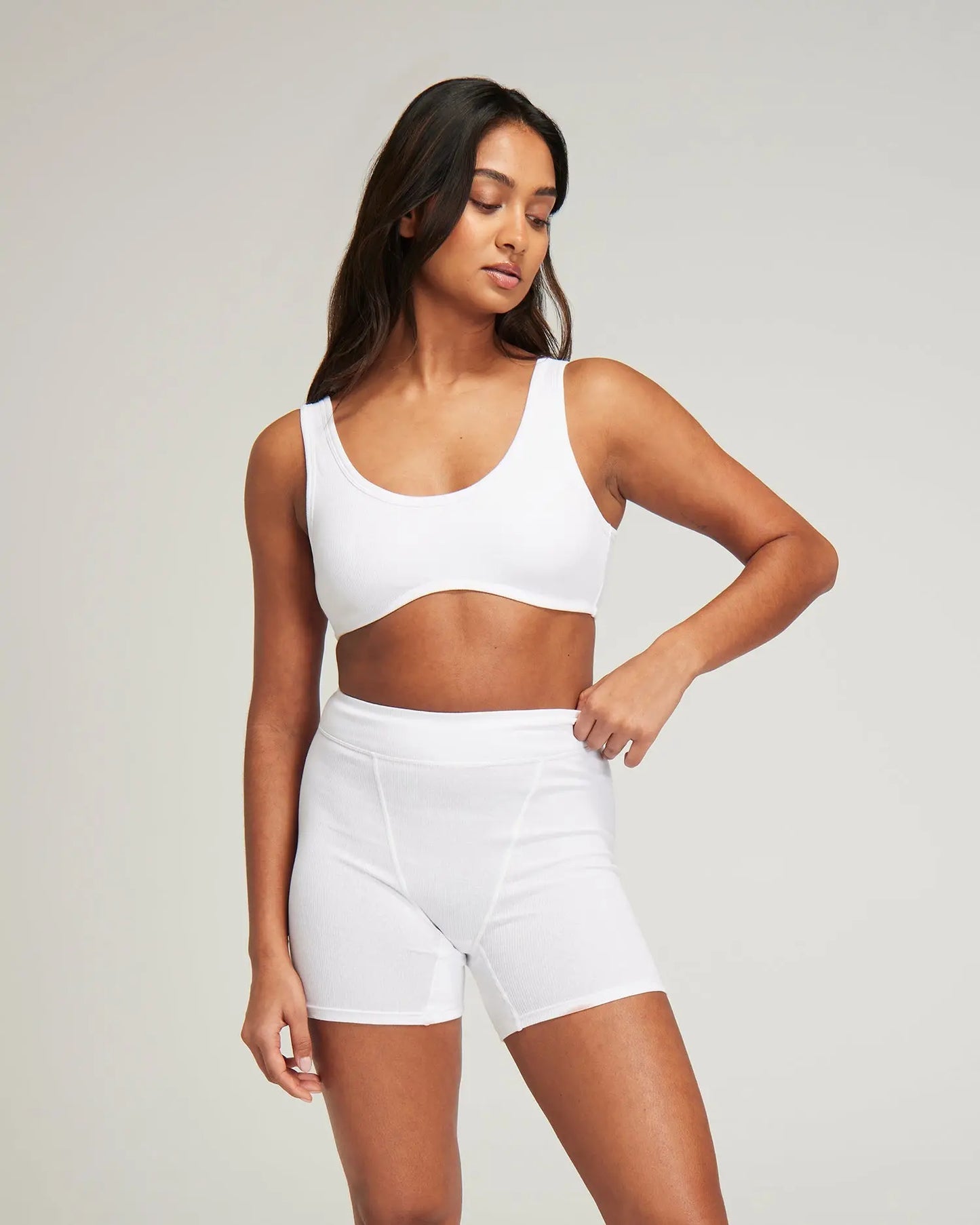 Cotton White Organic Cotton Dip Front Bralette Nudea