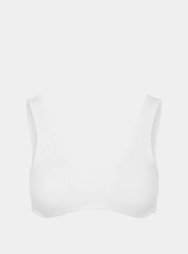 Cotton White Organic Cotton Dip Front Bralette Nudea
