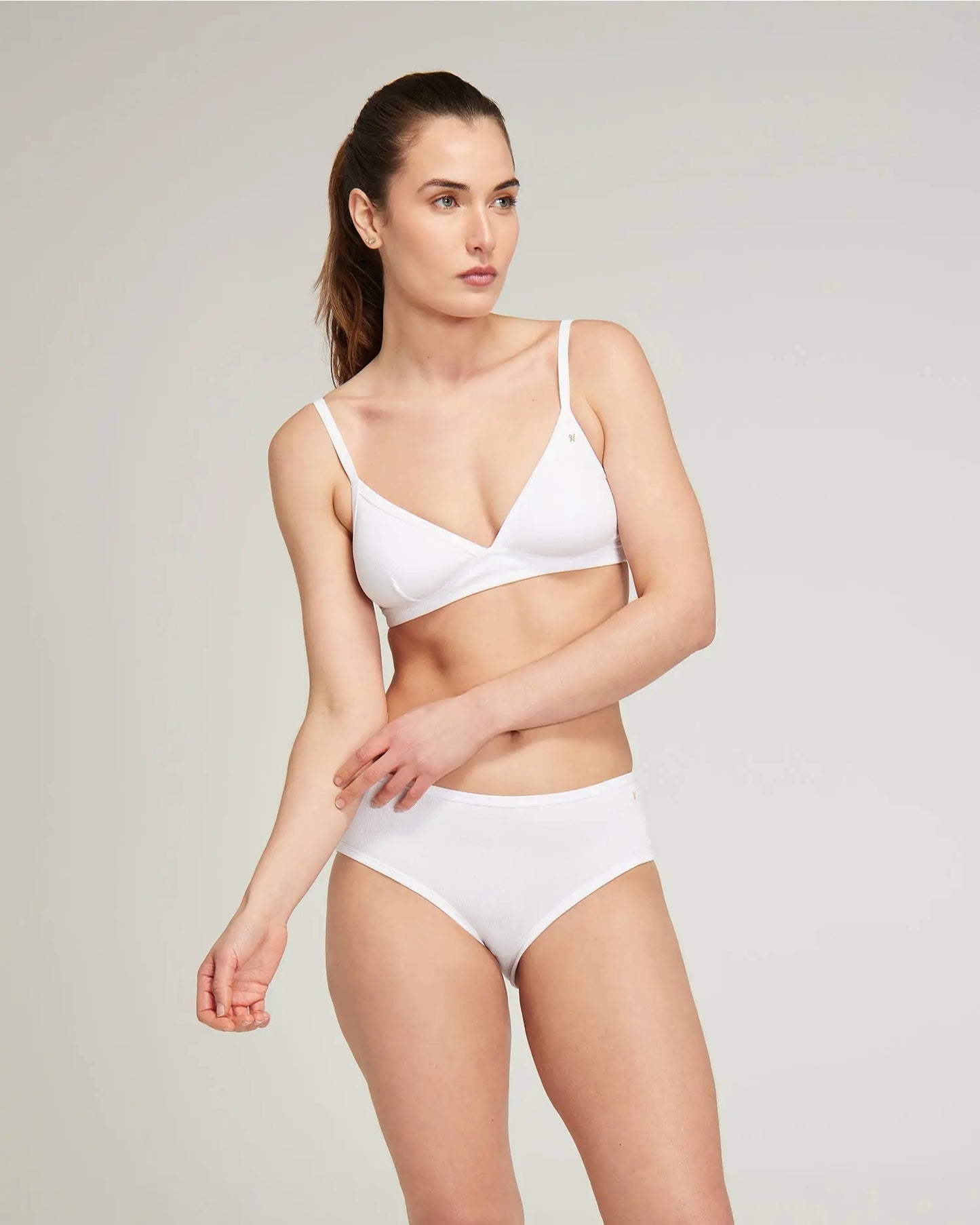Cotton White Organic Cotton Easy Does It Bralette Nudea
