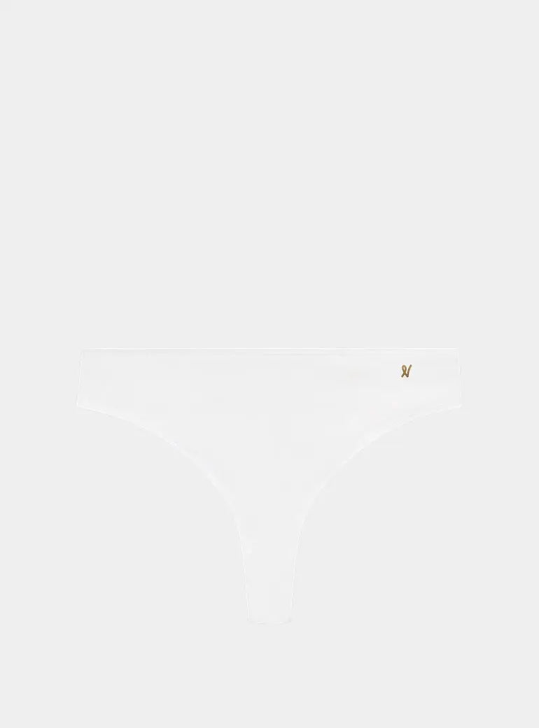 Cotton White Stretch Dipped Thong Nudea