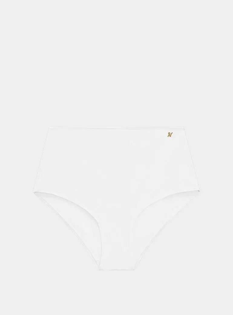 Cotton White Stretch High Waisted Brief Nudea