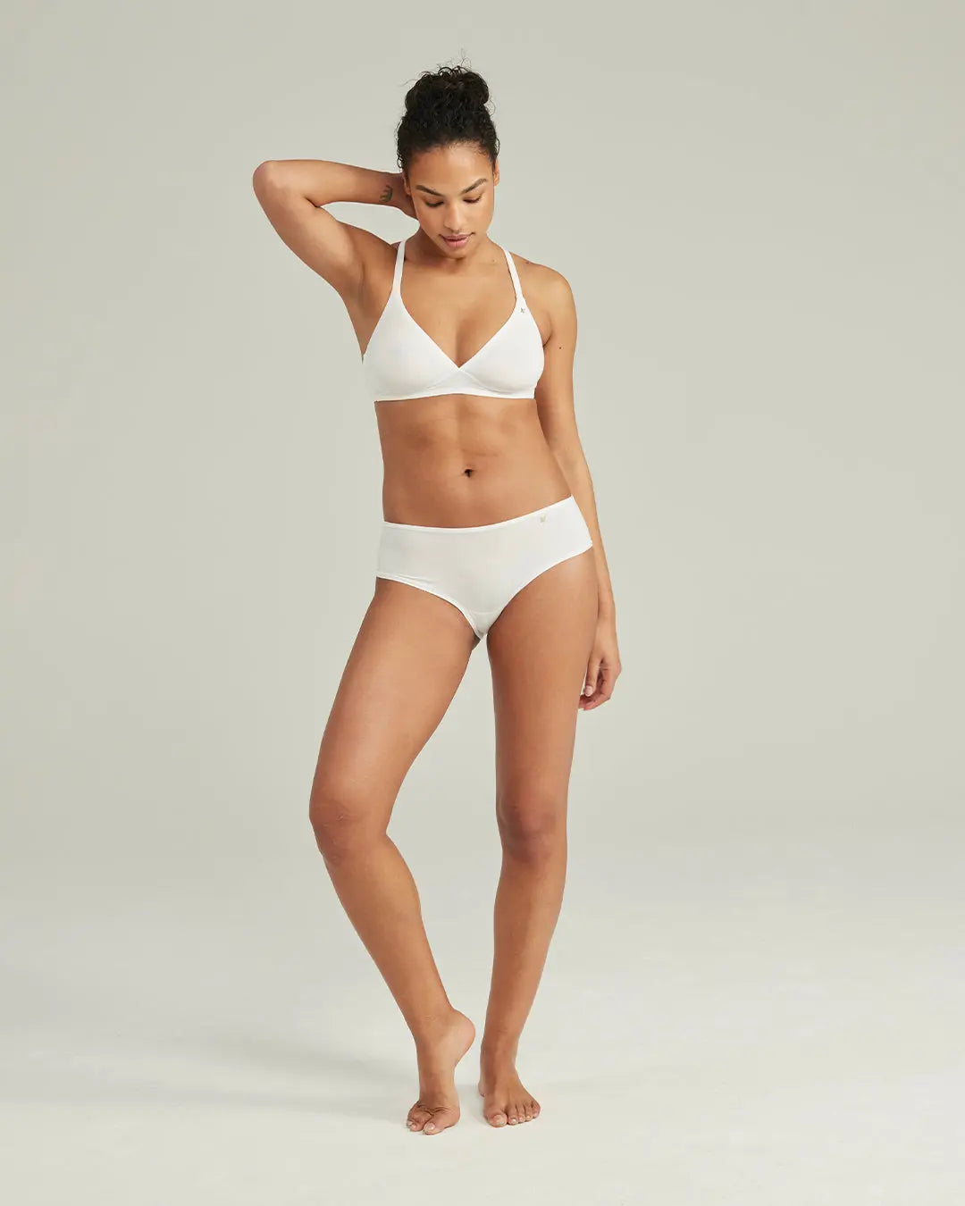 Cotton White Stretch Mid Rise Bikini Brief Nudea