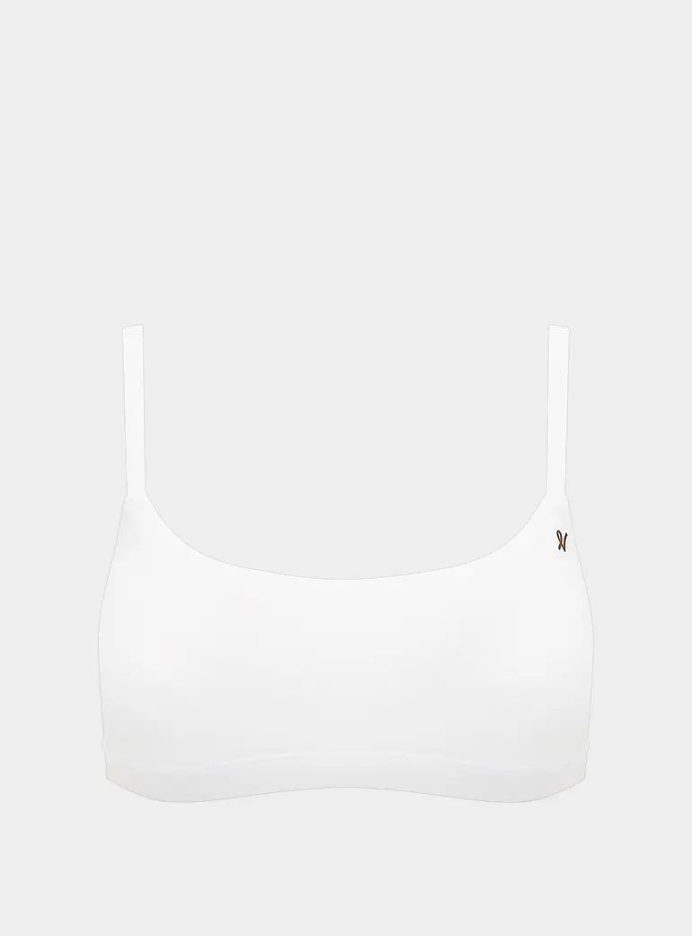 Cotton White The Stretch Scoop Neck Bralette Nudea