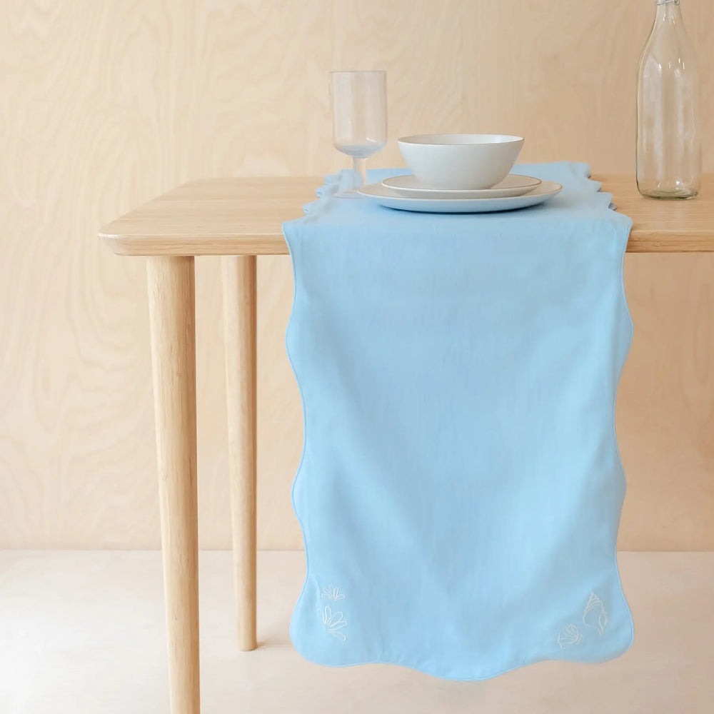 Cotton & Linen Table Runner in Blue TartanBlanketCo