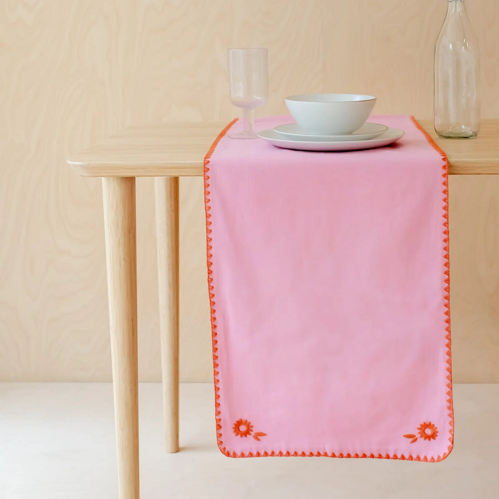 Cotton & Linen Table Runner in Pink TartanBlanketCo
