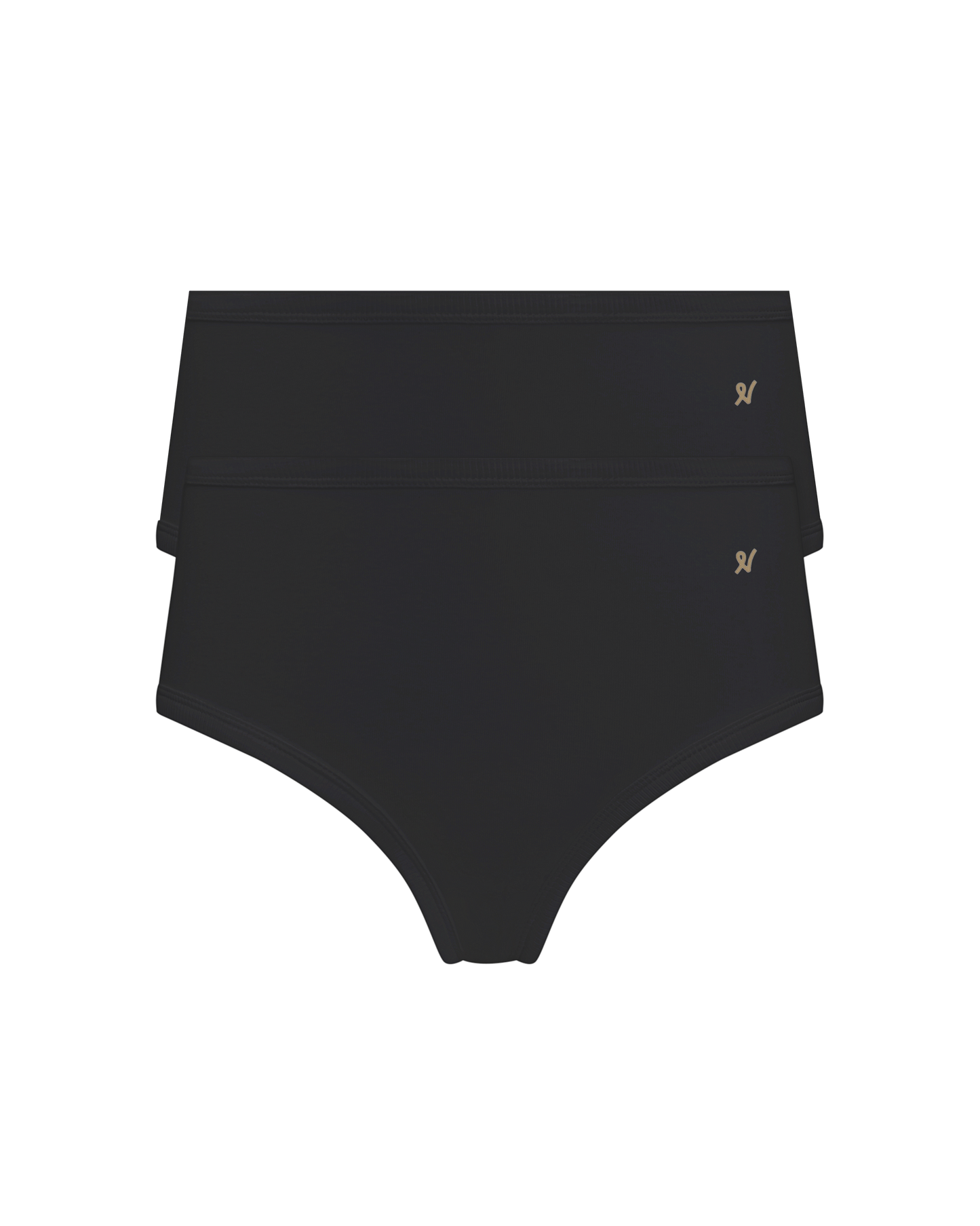 The Organic Cotton Midi Brief 2 Pack - Black Nudea