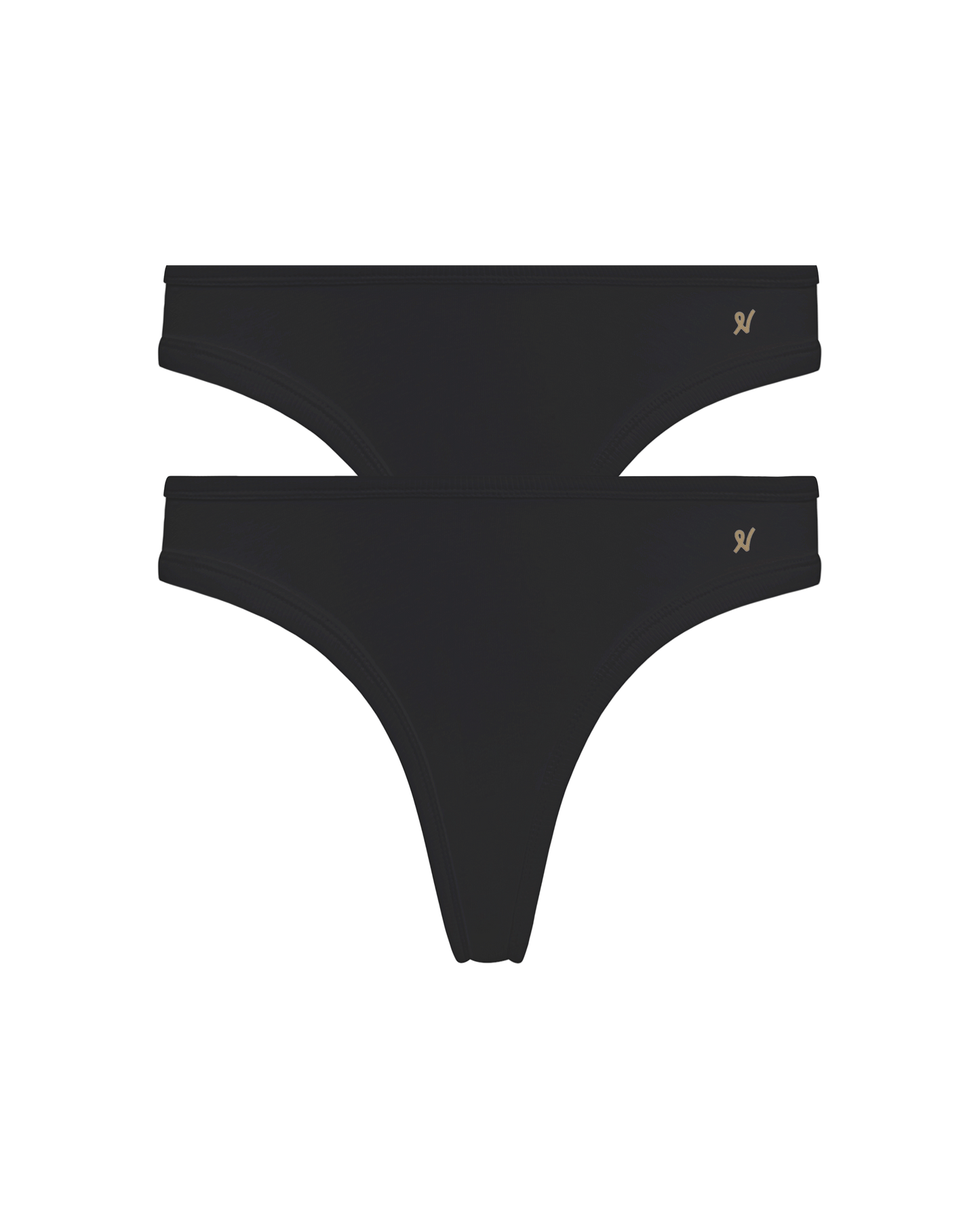 Black Organic Cotton Dipped Thong 2 Pack Nudea