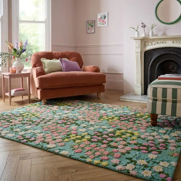 Country Garden Floral Wool Rug Dunelm
