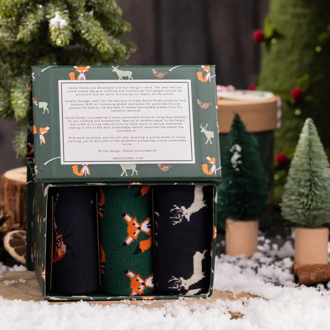 Countryside Sock Box - 3 Pairs of Bamboo Socks (His) Swole Panda