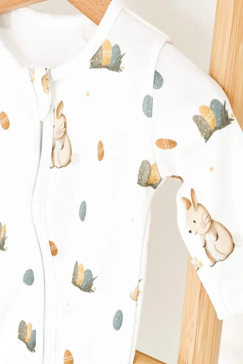 Cozy Easter Bunny Bamboo & Organic Cotton Zip Sleepsuit One Piece Cozy Crew Club