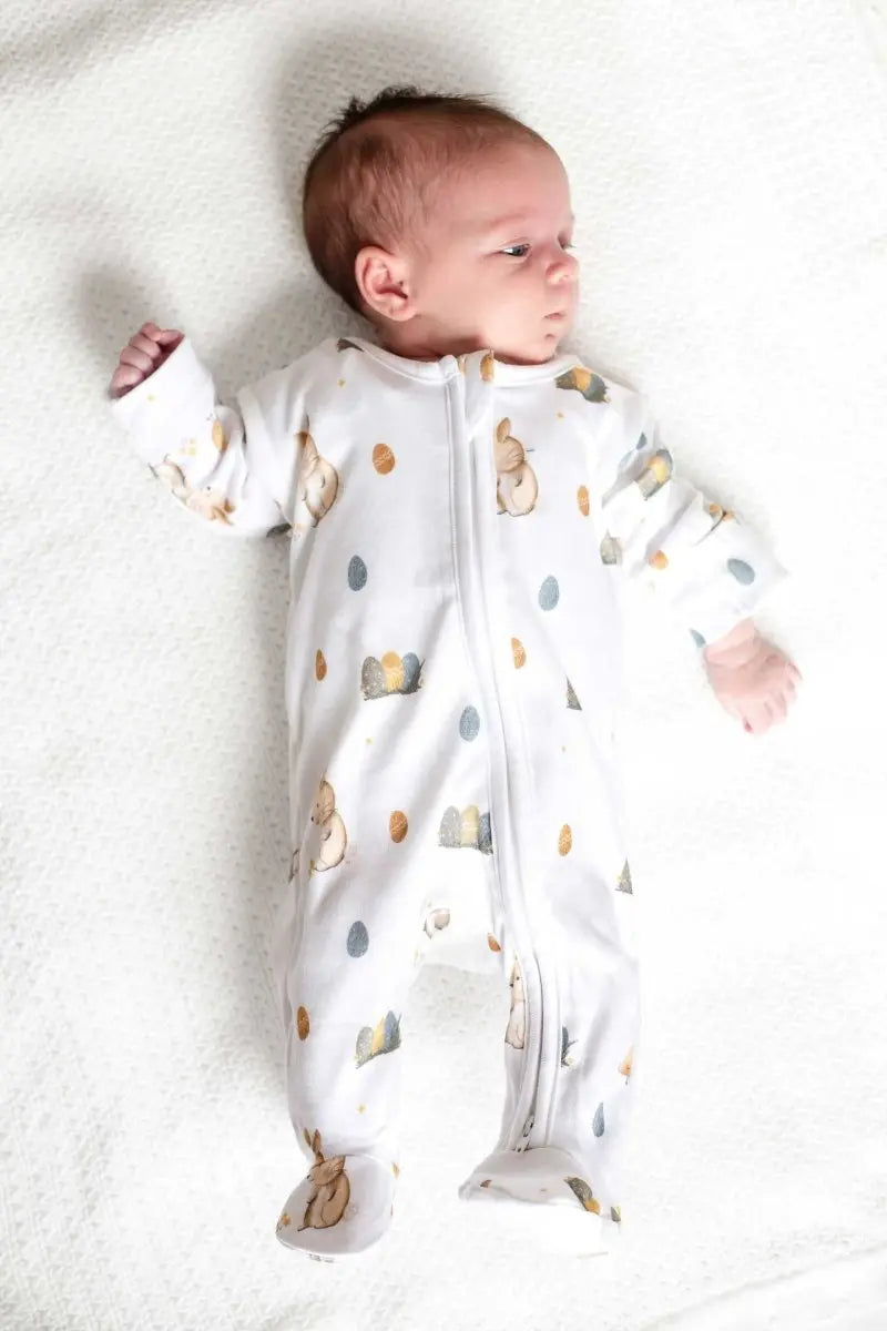 Cozy Easter Bunny Bamboo & Organic Cotton Zip Sleepsuit One Piece Cozy Crew Club
