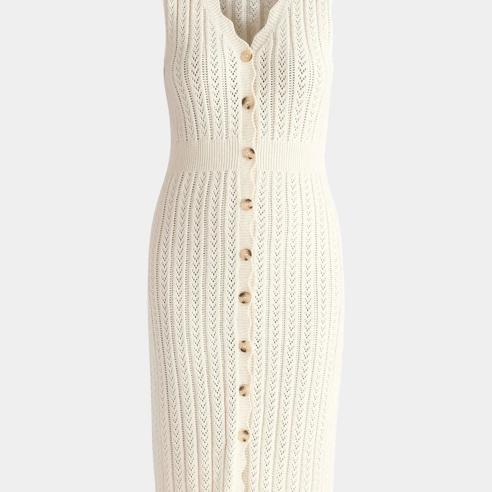 Cream Pointelle Knitted Dress Paisie