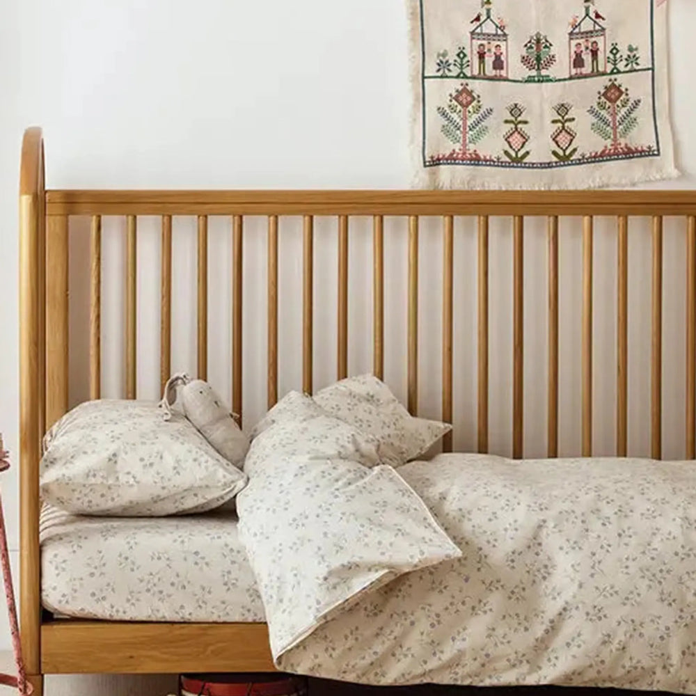Cream Spring Sprig Kids Floral Cotton Bedding Set Piglet