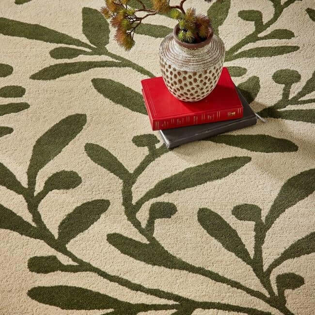 Cream Wool Rug Floral Design The Rugs