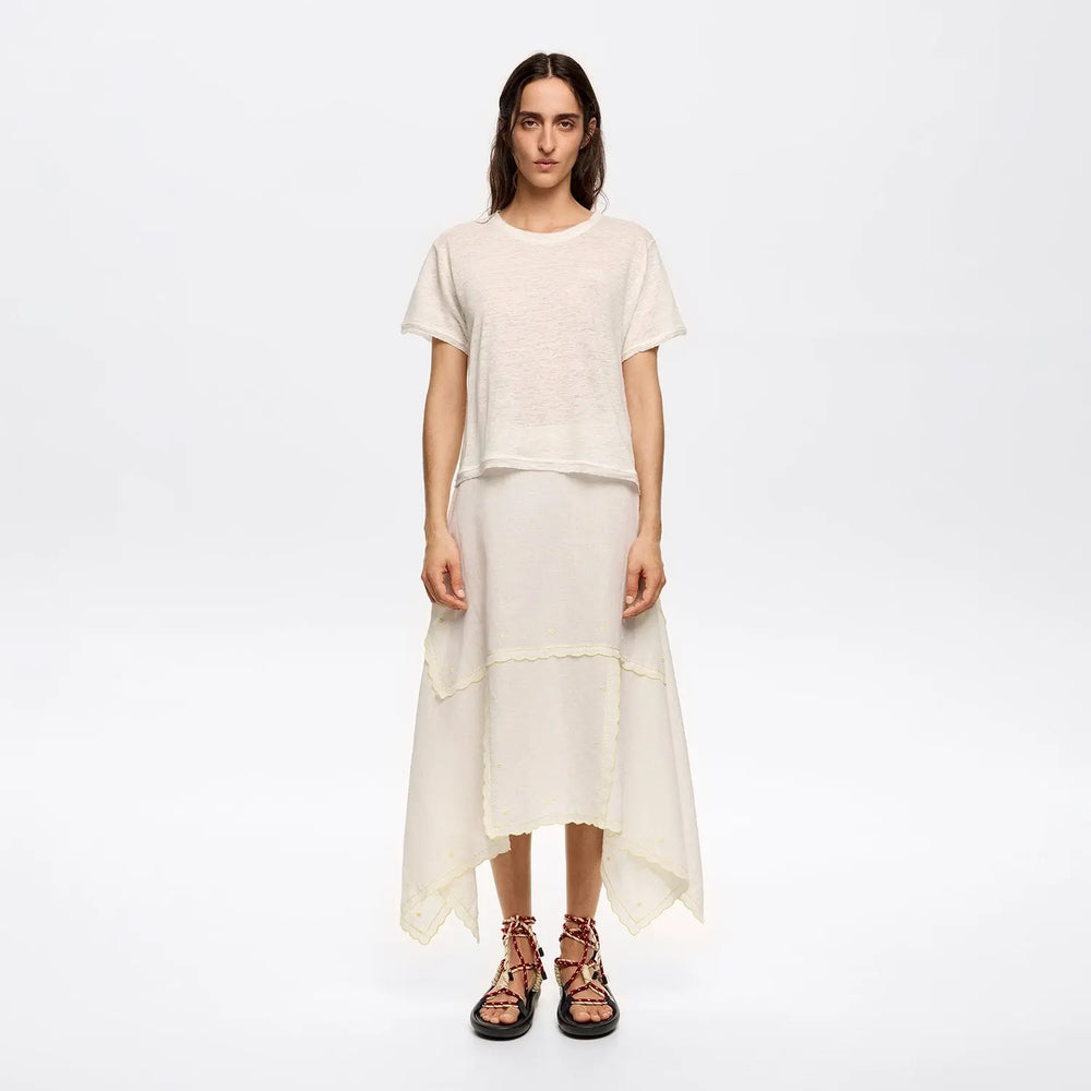 Cream embroidered asymmetric midi skirt Bimba y Lola UK