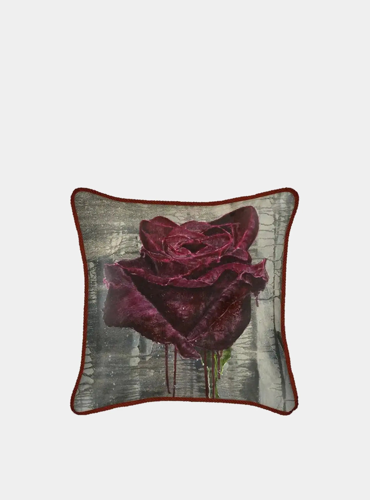 Crimson Rose Silk Cushion Long Studio Design