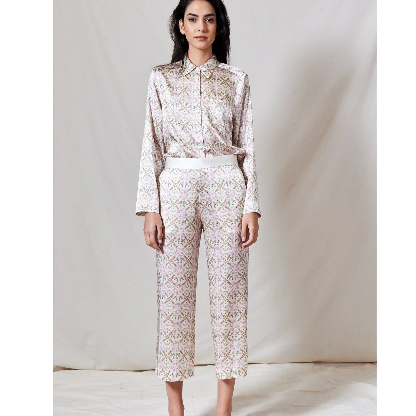 Cropped PJ Trousers / ''Eastern Tile" Jessica Russell Flint